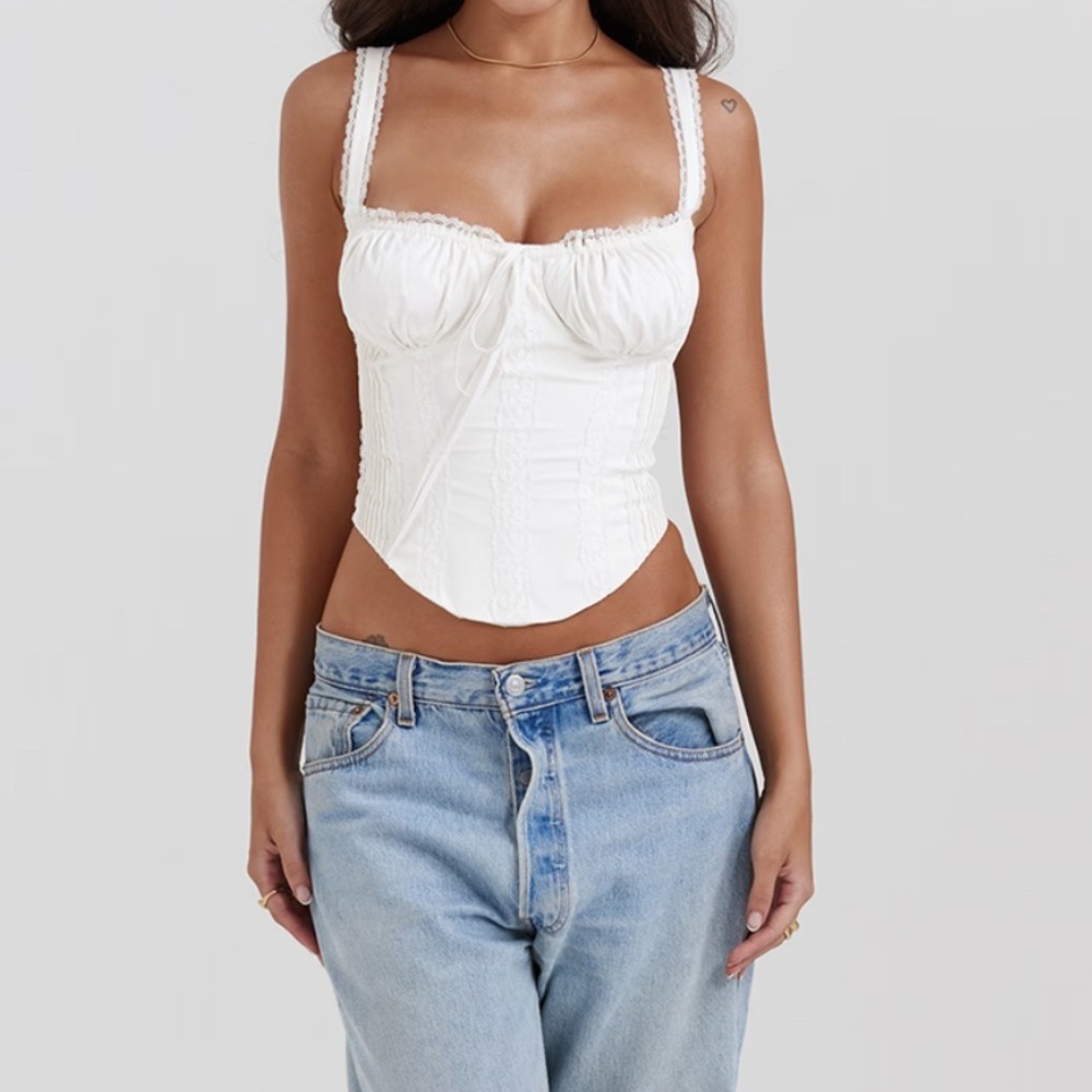 House of CB Gini White Lace Back Corset
